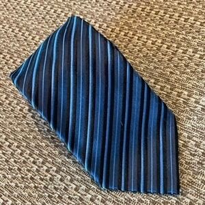 Charvet Necktie Mens Blue Black Silk Repp Striped Business Desiger France